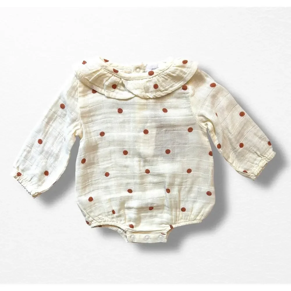 NWT Angel Dear Organic Muslin Ruffle Bodysuit, 0-3 Months